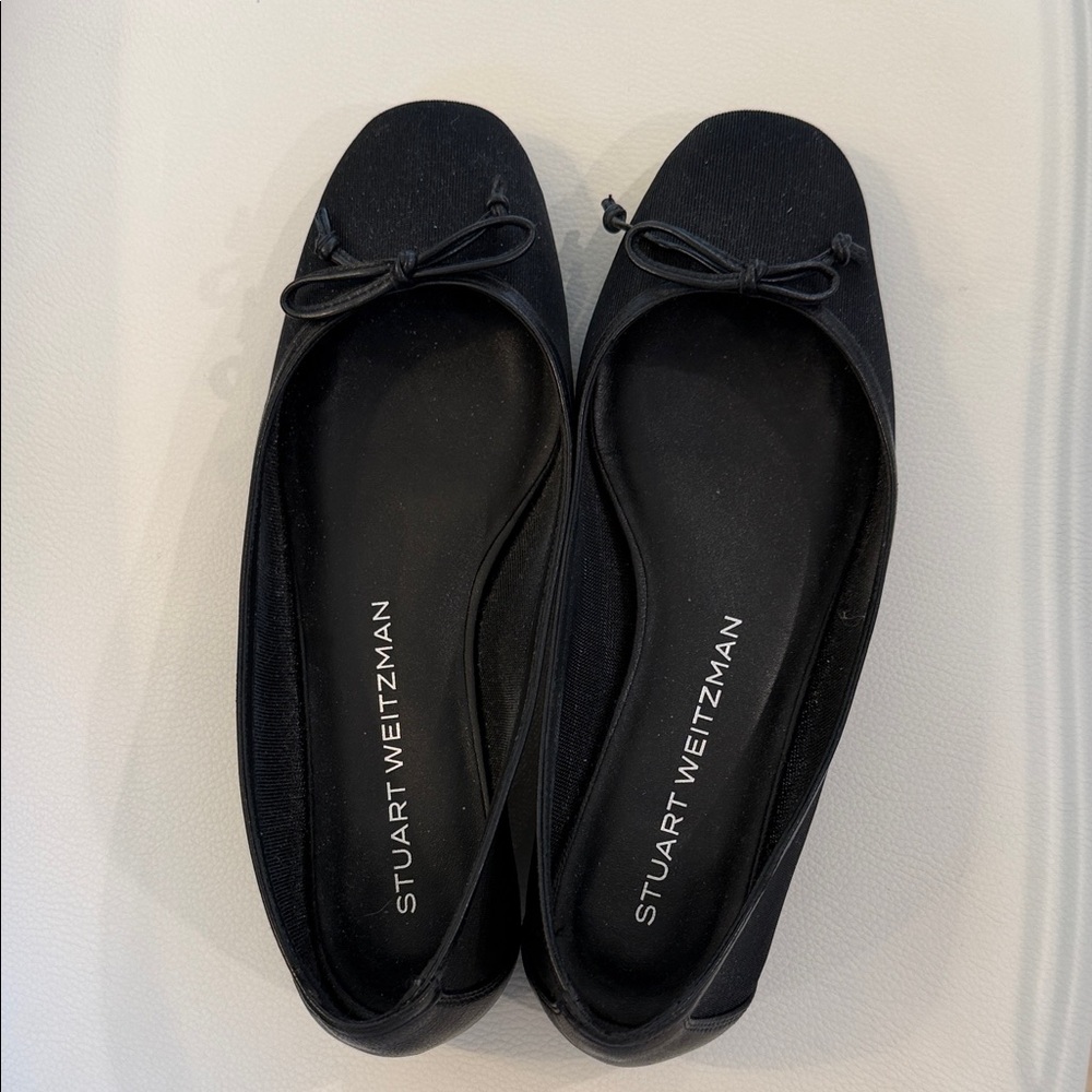 Stuart Weitzman Black Classic Bow Ballet Flats